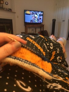 The return of a Sunday afternoon routine...knitting & football!