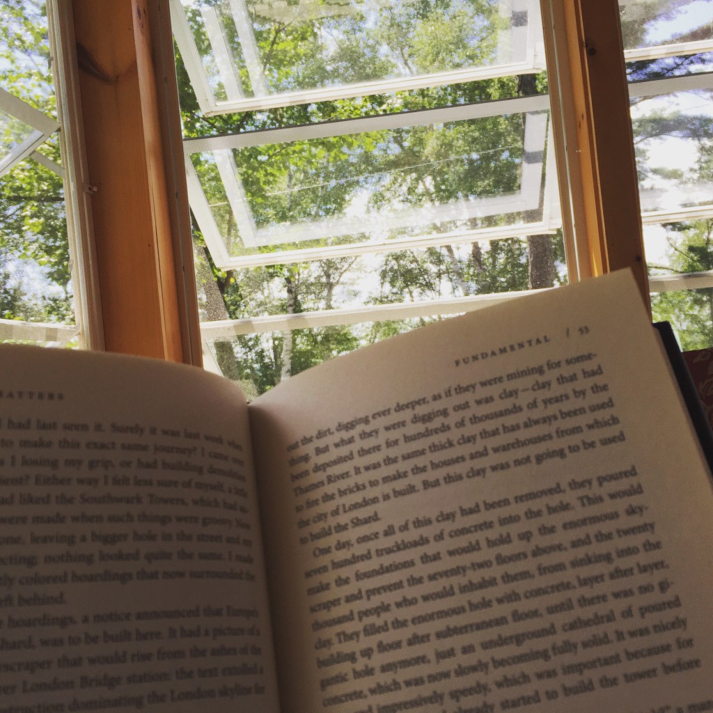 A bit of lazy Sunday afternoon reading on the screened in porch while at camp...