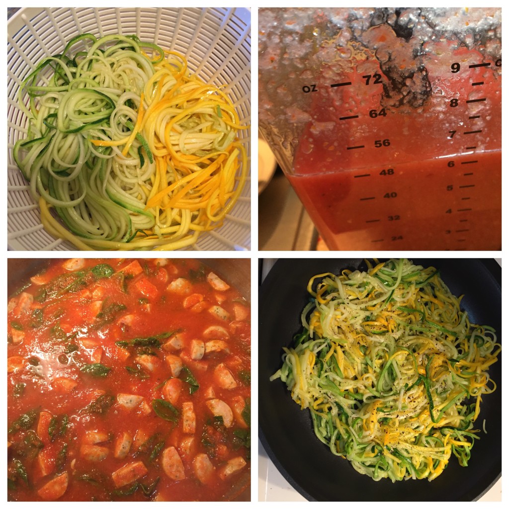 Pan fried zoodles & homemade tomato sauce