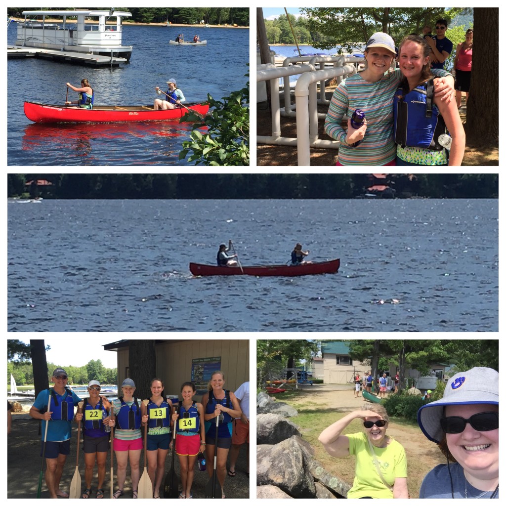 The Monday afternoon canoe race to the island & back