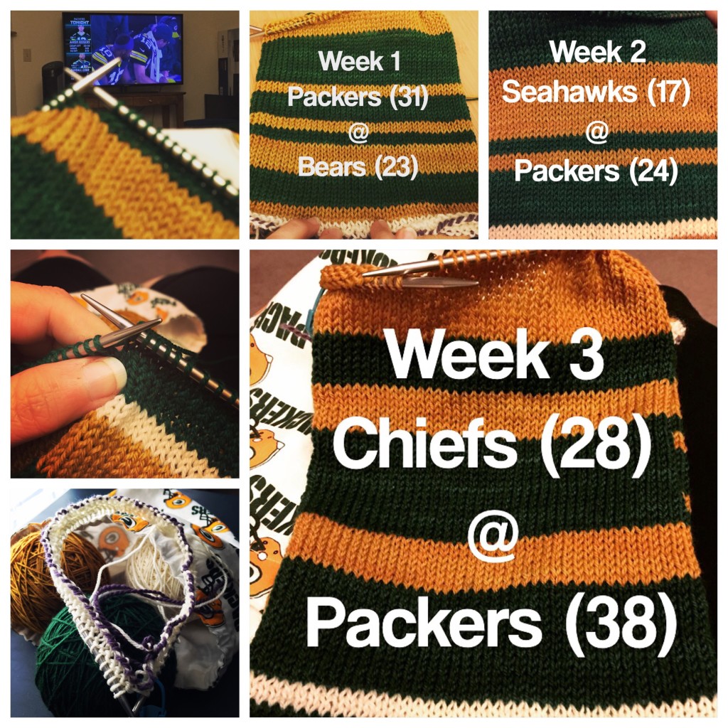 Having fun recording the Packers season in stitches...