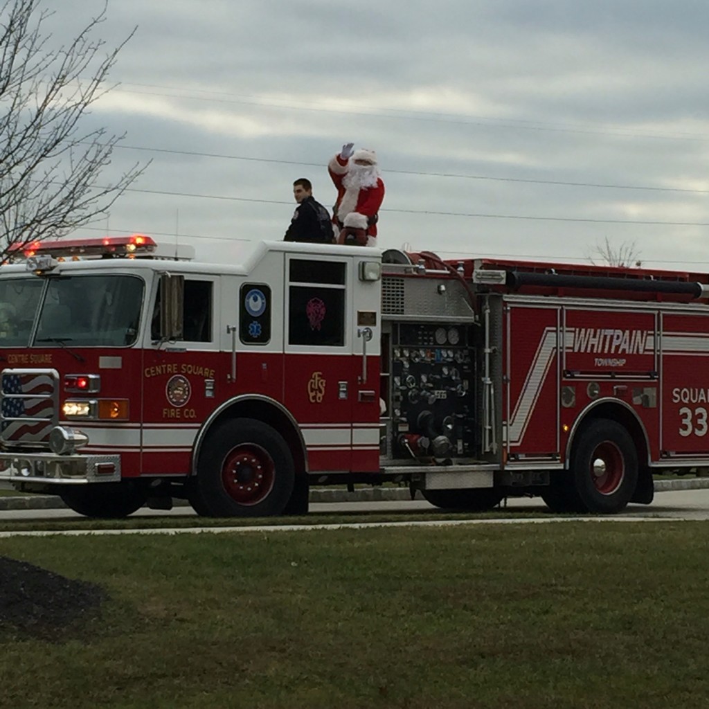 The local fire company bringing Santa through the neighborhoods in the township on a Saturday morning